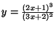 $y=\frac{(2x+1)^3}{(3x+2)^2}$